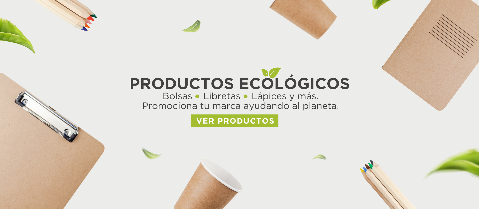 Libretas, vasos y lápices ecológicos de cartón kraft