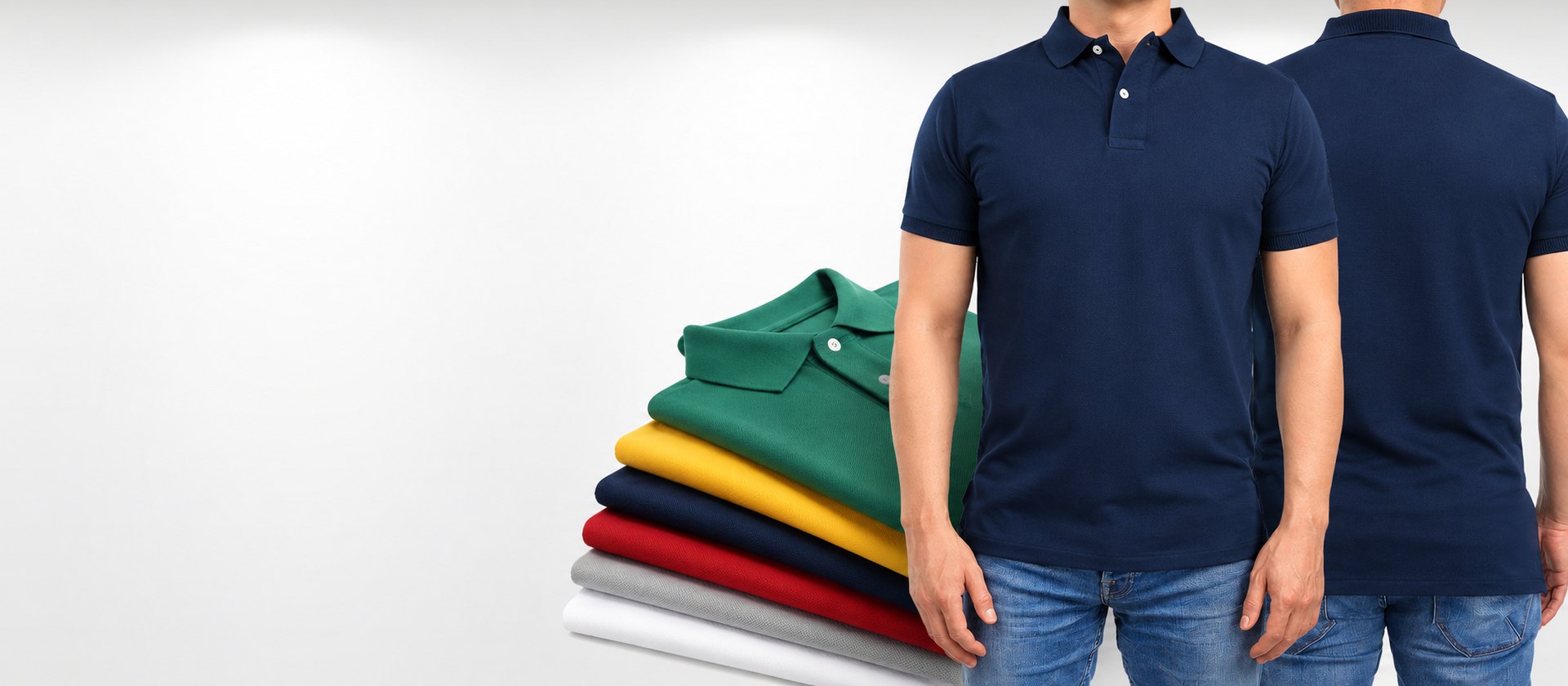 Poleras polo piqué en verde, amarillo, azul marino, rojo, gris y blanco