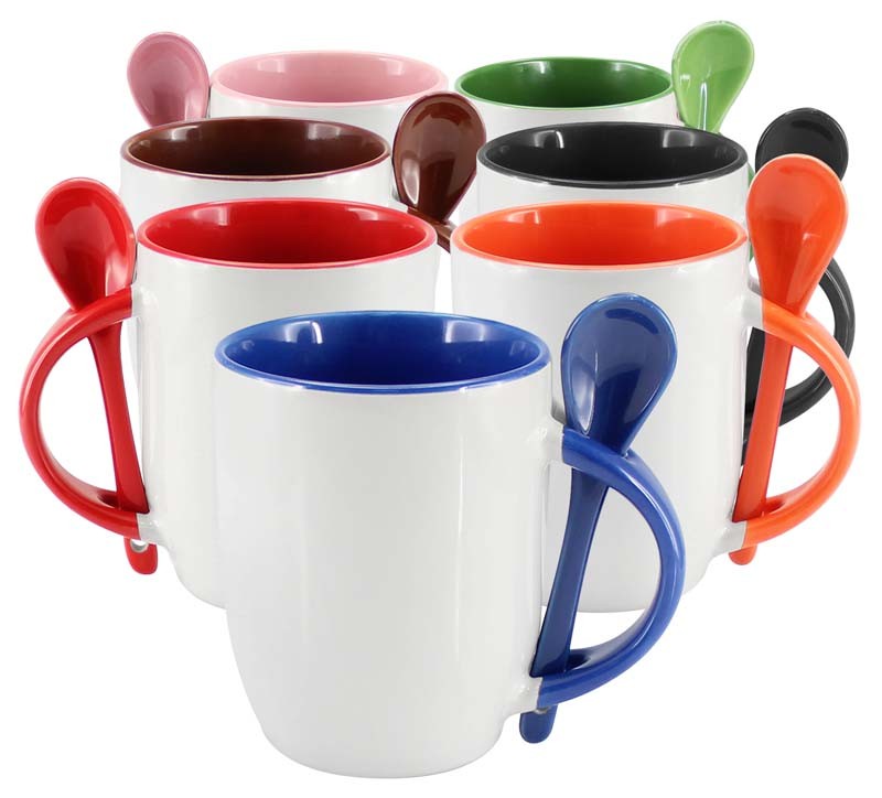 Tazón Cerámico Sublimación con Cuchara personalizado con logo
